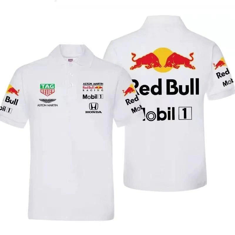 Camisa F1 - Red Bull Racing - Branco Gola Polo - GOAT STORE