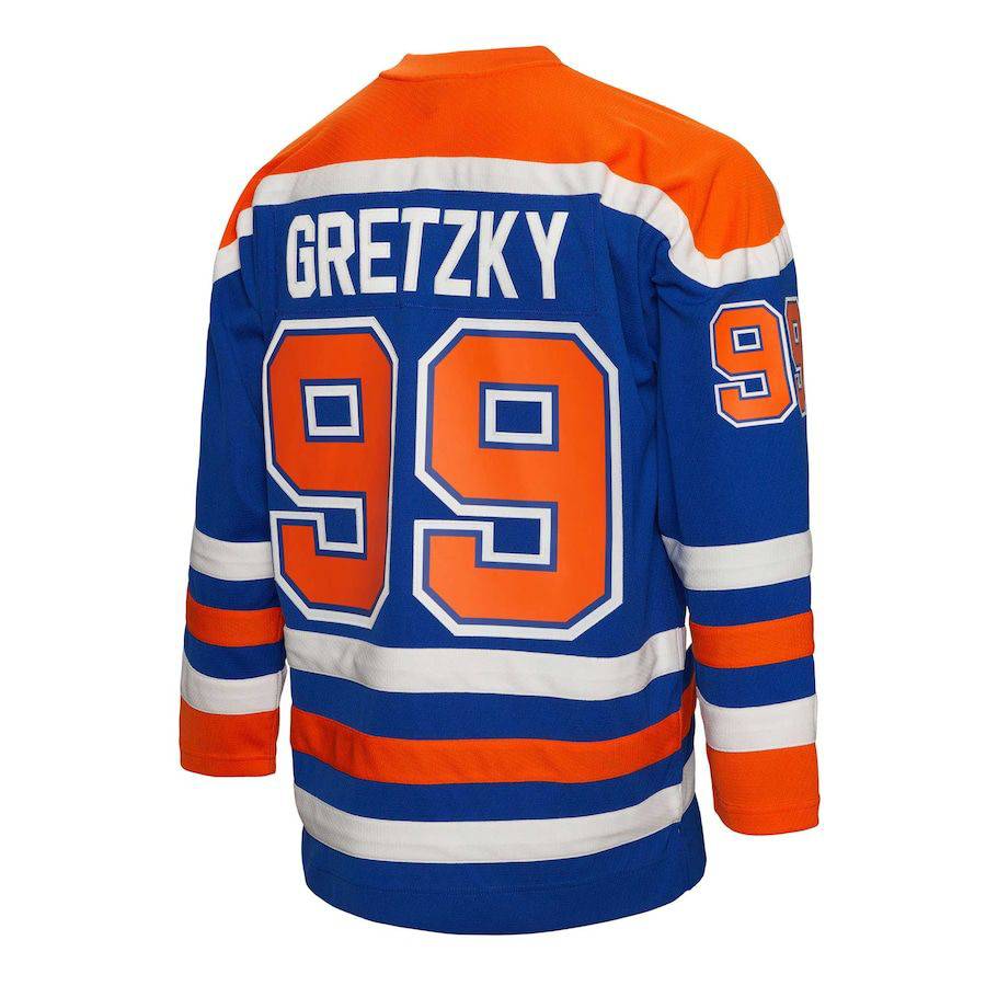 Jersey Edmonton Oilers Mitchell & Ness 1986/87 Blue Line - Wayne Gretzky - GOAT STORE